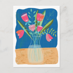 Schattige roze tulp bloemig briefkaart