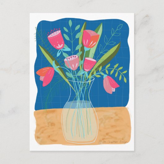 Schattige roze tulp bloemig briefkaart (Voorkant)