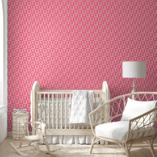 Schattige roze tulp tuinpatroon behang