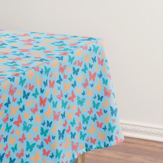 Schattige roze turquoise hedendaagse vlinder blauw tafelkleed (Voorbeeld)