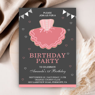 Schattige Roze Tutu Ballerina Verjaardagsfeest Kaart