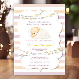 Schattige roze Twinkle Little Star Baby shower Kaart