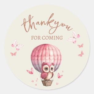 Schattige Roze Uil Bedankt Ronde Sticker