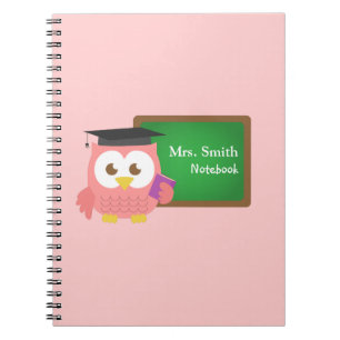 Schattige Roze Uil Dag van de Lerarendag Notitieboek
