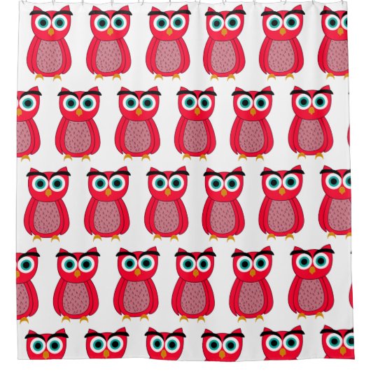 Schattige Roze Uil Douchegordijn (Voorkant)