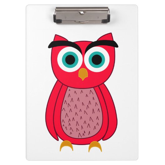 Schattige Roze Uil Klembord (Voorkant)