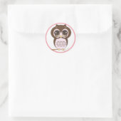 Schattige roze uil lil meisje ronde sticker (Tas)