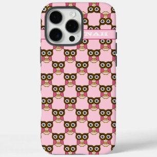 Schattige Roze Uil Patroon Kies kleur iPhone 16 Pro Max Hoesje