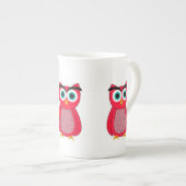 Schattige Roze Uil Porselein Kop (Voorkant rechts)