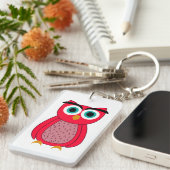 Schattige Roze Uil Sleutelhanger (Voorkant Rechts)