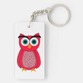 Schattige Roze Uil Sleutelhanger (achterkant)