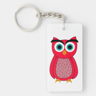 Schattige Roze Uil Sleutelhanger