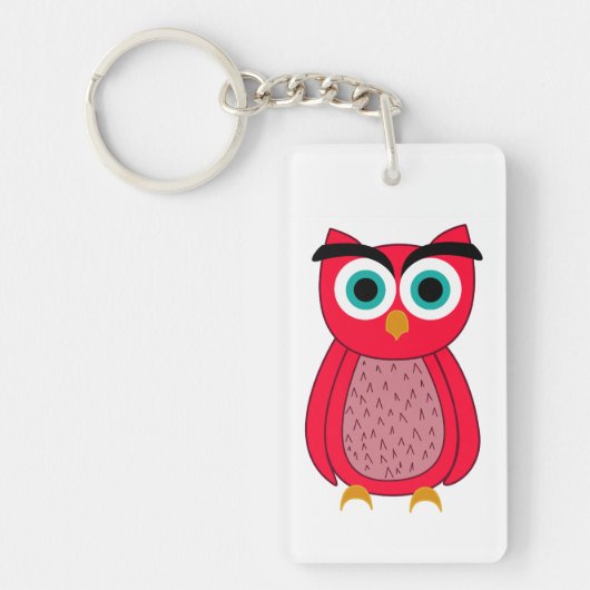 Schattige Roze Uil Sleutelhanger (Voorkant)