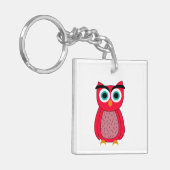Schattige Roze Uil Sleutelhanger (Voorkant Links)