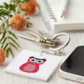 Schattige Roze Uil Sleutelhanger (Voorkant Rechts)
