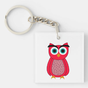 Schattige Roze Uil Sleutelhanger