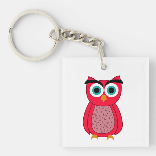 Schattige Roze Uil Sleutelhanger (Voorkant)