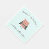 Schattige roze uil verjaardagsfeestje servet (Hoek)