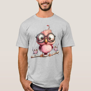 Schattige Roze Uil & Vogelvrienden T-shirt