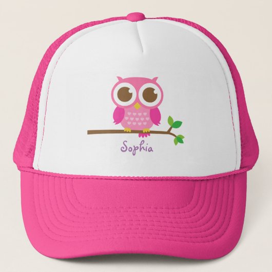 Schattige Roze Uil Voor Meisjes Trucker Pet (Voorkant)