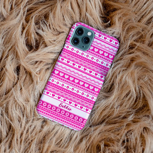 Schattige Roze Valentijn's Day Hart en Bloemen Gir Case-Mate iPhone Case