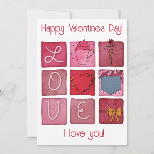 Schattige Roze Valentijnsdag Feestdagenkaart (Voorkant)