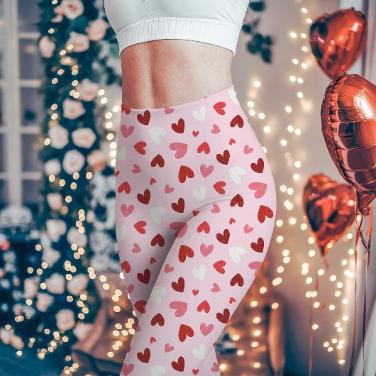 Schattige Roze Valentijnsdag Hartpatroon Leggings