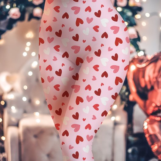 Schattige Roze Valentijnsdag Hartpatroon Leggings