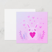 Schattige Roze Valentijnsdag Ik Hou Van Jou Konijn Feestdagenkaart (Voorkant / Achterkant)