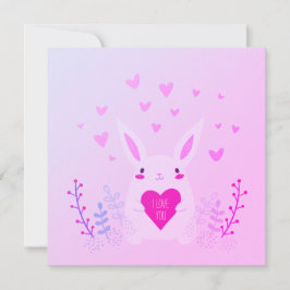Schattige Roze Valentijnsdag Ik Hou Van Jou Konijn Feestdagenkaart