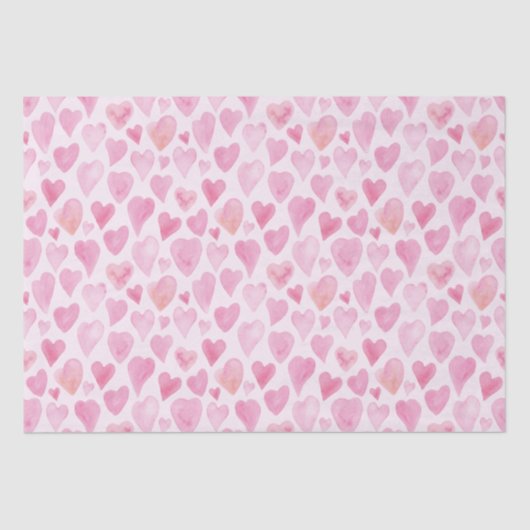 Schattige roze Valentijnsdag Liefde Hart patroon Tissuepapier (Voorkant)