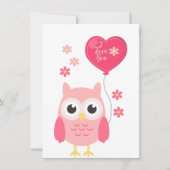 Schattige Roze Valentijnsdag Uil Ik Hou van Jou Feestdagenkaart (Voorkant)