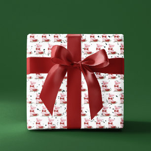 Schattige Roze Varken Bowtie Watermeloen Patroon T Cadeaupapier