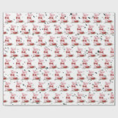Schattige Roze Varken Bowtie Watermeloen Patroon T Cadeaupapier (Vlak)