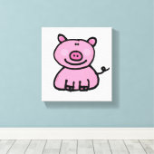 Schattige Roze Varken Cartoon Canvas Afdruk (Insitu (Houten vloer))