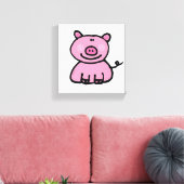 Schattige Roze Varken Cartoon Canvas Afdruk (Insitu (Woonkamer))