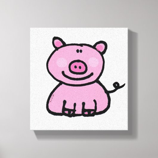 Schattige Roze Varken Cartoon Canvas Afdruk (Voorkant)