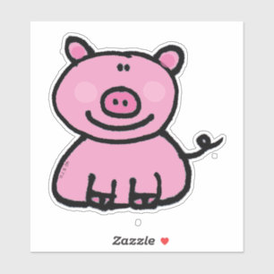Schattige Roze Varken Cartoon I Sticker