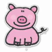 Schattige Roze Varken Cartoon I Sticker (Voorkant)