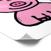 Schattige Roze Varken Cartoon Poster (Hoek)