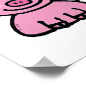 Schattige Roze Varken Cartoon Poster (Hoek)