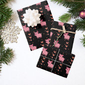 Schattige roze varken en harten inpakpapier vel