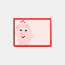 Schattige roze varken en harten post-it® notes