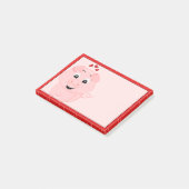 Schattige roze varken en harten post-it® notes (Schuin)