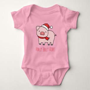 Schattige Roze Varken Holly Jolly Vibes Minimalist Romper