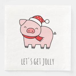 Schattige Roze Varken Laat Jolly Minimalistische K Servet
