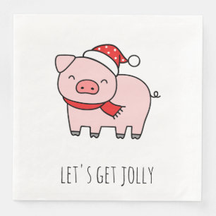 Schattige Roze Varken Laat Jolly Minimalistische K Servet