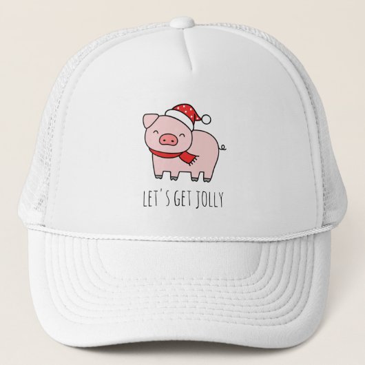 Schattige Roze Varken Laat Jolly Minimalistische K Trucker Pet (Voorkant)