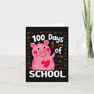 Schattige roze varken met hart 100 dagen school 10 kaart
