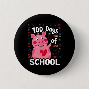 Schattige roze varken met hart 100 dagen school 10 ronde button 5,7 cm